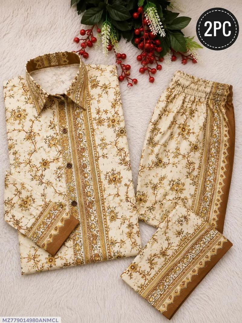 2Pcs Women's Unstitched Printed Suit
